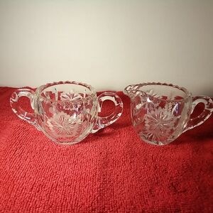 Elegant Clear Glass Creamer and Sugar Set